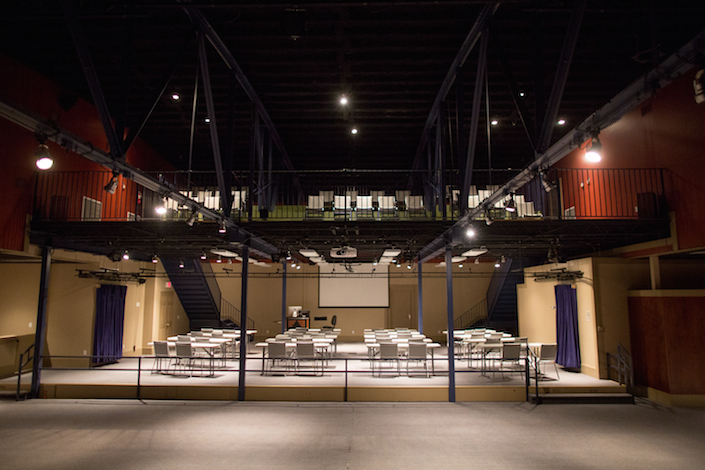 View of the classroom and balcony from the stage.